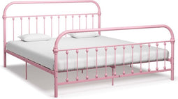 vidaXL - Bedframe - metaal - roze - 180x200 - cm