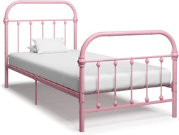 vidaXL - Bedframe - metaal - roze - 90x200 - cm