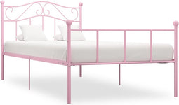vidaXL - Bedframe - metaal - roze - 90x200 - cm