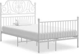 vidaXL - Bedframe - metaal - wit - 120x200 - cm