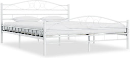 vidaXL - Bedframe - metaal - wit - 160x200 - cm