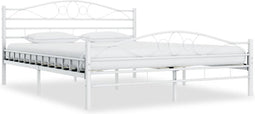 vidaXL - Bedframe - metaal - wit - 180x200 - cm