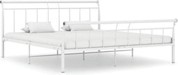 vidaXL - Bedframe - metaal - wit - 180x200 - cm