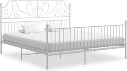 vidaXL - Bedframe - metaal - wit - 200x200 - cm