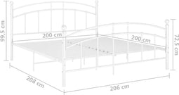 vidaXL - Bedframe - metaal - wit - 200x200 - cm