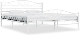 vidaXL - Bedframe - metaal - wit - 200x200 - cm