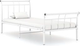 vidaXL - Bedframe - metaal - wit - 90x200 - cm
