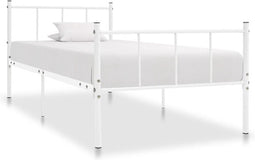 vidaXL - Bedframe - metaal - wit - 90x200 - cm