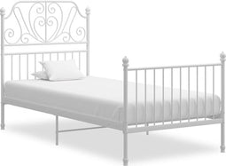 vidaXL - Bedframe - metaal - wit - 90x200 - cm