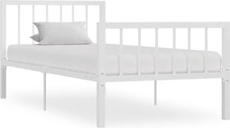 vidaXL - Bedframe - metaal - wit - 90x200 - cm