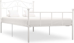 vidaXL - Bedframe - metaal - wit - 90x200 - cm