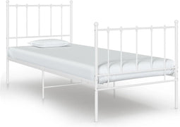 vidaXL - Bedframe - metaal - wit - 90x200 - cm