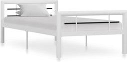 vidaXL - Bedframe - metaal - wit - en - zwart - 100x200 - cm