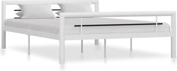 vidaXL - Bedframe - metaal - wit - en - zwart - 120x200 - cm