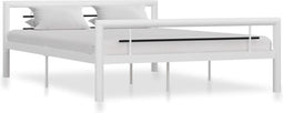 vidaXL - Bedframe - metaal - wit - en - zwart - 160x200 - cm