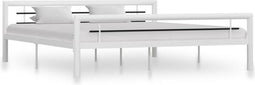 vidaXL - Bedframe - metaal - wit - en - zwart - 180x200 - cm