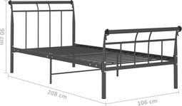 vidaXL - Bedframe - metaal - zwart - 100x200 - cm