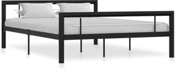 vidaXL - Bedframe - metaal - zwart - en - wit - 140x200 - cm
