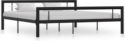 vidaXL - Bedframe - metaal - zwart - en - wit - 180x200 - cm