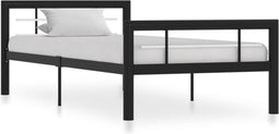 vidaXL - Bedframe - metaal - zwart - en - wit - 90x200 - cm