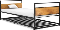 vidaXL - Bedframe - uitschuifbaar - metaal - zwart - 90x200 - cm