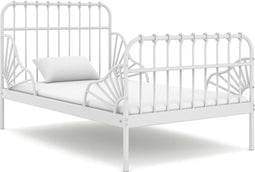 vidaXL - Bedframe - verlengbaar - metaal - wit - 80x130/200 - cm