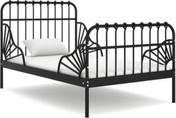 vidaXL - Bedframe - verlengbaar - metaal - zwart - 80x130/200 - cm
