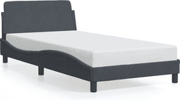 vidaXL - Bedframe - zonder - matras - 100x200 - cm - fluweel - donkergrijs