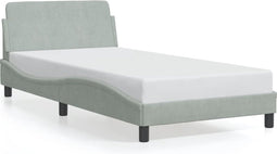 vidaXL - Bedframe - zonder - matras - 100x200 - cm - fluweel - lichtgrijs