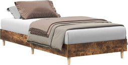 vidaXL - Bedframe - zonder - matras - 100x200 - cm - spaanplaat - gerookt - eiken