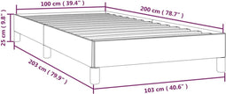 vidaXL - Bedframe - zonder - matras - 100x200 - cm - stof - blauw