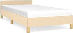 vidaXL - Bedframe - zonder - matras - 100x200 - cm - stof - crèmekleurig