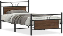 vidaXL - Bedframe - zonder - matras - 107x203 - cm - spaanplaat - bruin - eikenkleurig