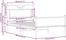 vidaXL - Bedframe - zonder - matras - 107x203 - cm - spaanplaat - bruin - eikenkleurig