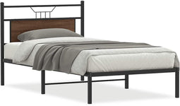 vidaXL - Bedframe - zonder - matras - 107x203 - cm - spaanplaat - bruin - eikenkleurig