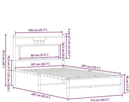 vidaXL - Bedframe - zonder - matras - 107x203 - cm - spaanplaat - bruin - eikenkleurig