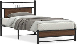 vidaXL - Bedframe - zonder - matras - 107x203 - cm - spaanplaat - bruin - eikenkleurig