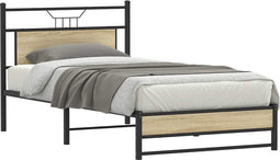 vidaXL - Bedframe - zonder - matras - 107x203cm - spaanplaat - sonoma - eikenkleurig