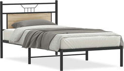 vidaXL - Bedframe - zonder - matras - 107x203cm - spaanplaat - sonoma - eikenkleurig