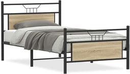 vidaXL - Bedframe - zonder - matras - 107x203cm - spaanplaat - sonoma - eikenkleurig