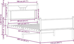 vidaXL - Bedframe - zonder - matras - 107x203cm - spaanplaat - sonoma - eikenkleurig