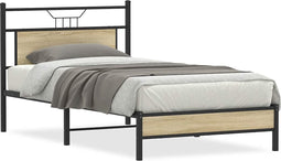 vidaXL - Bedframe - zonder - matras - 107x203cm - spaanplaat - sonoma - eikenkleurig
