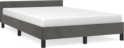 vidaXL - Bedframe - zonder - matras - 120x190 - cm - fluweel - donkergrijs