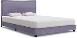 vidaXL - Bedframe - zonder - matras - 135x190 - cm - lichtgrijs