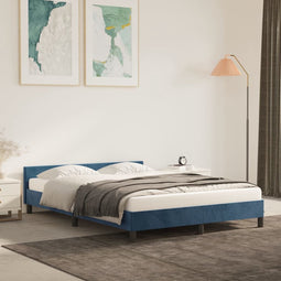 vidaXL - Bedframe - zonder - matras - 140x190 - cm - fluweel - donkerblauw