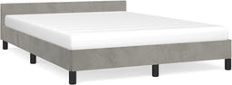 vidaXL - Bedframe - zonder - matras - 140x190 - cm - fluweel - lichtgrijs