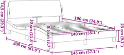 vidaXL - Bedframe - zonder - matras - 140x190 - cm - fluweel - donkergrijs
