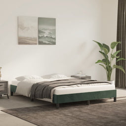 vidaXL - Bedframe - zonder - matras - 140x190 - cm - fluweel - donkergroen