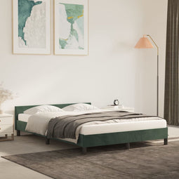 vidaXL - Bedframe - zonder - matras - 140x190 - cm - fluweel - donkergroen