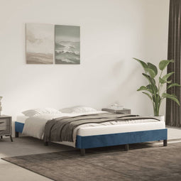 vidaXL - Bedframe - zonder - matras - 140x190 - cm - fluweel - donkerblauw